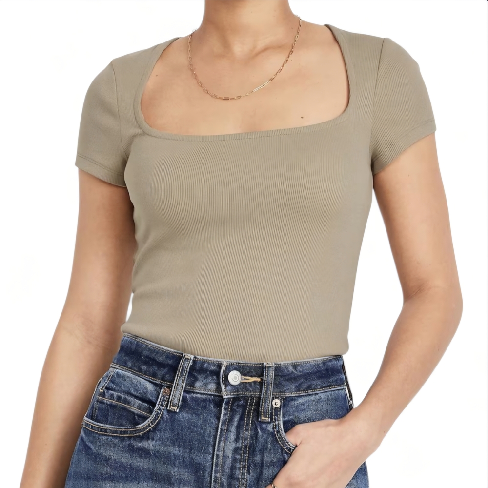 Old Navy Square Neck Ribbed Bodysuit - Olive